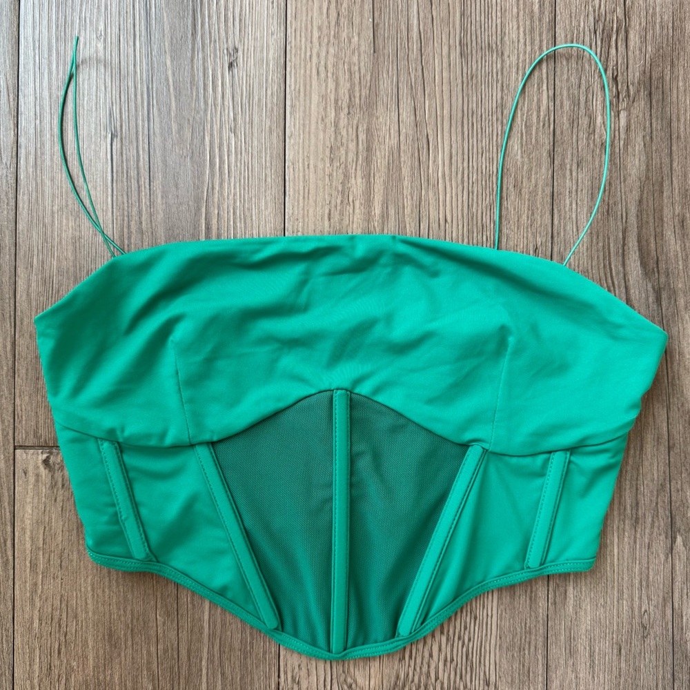 Meshki Jada Mesh Corset Bustier in Green